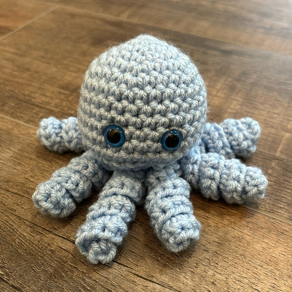 Handmade Crochet Amigurumi Octopus Blue Ocean Stuffed Animal Kid Gift Mini Cute